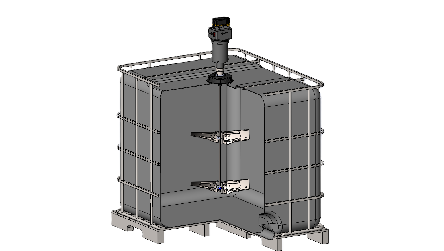 EvenMix® 1 HP Battery-Powered Digital IBC Tote Mixer - 2 Sets of Blades